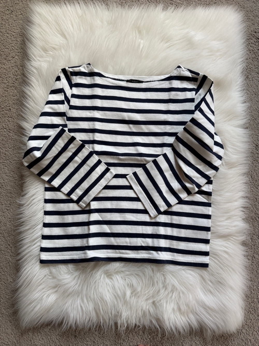 J Crew Breton Striped Top - Navy  & White M